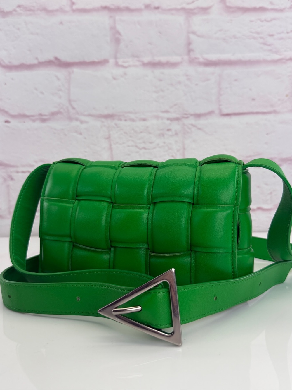 Bottega Veneta Nappa Maxi Intreccio Small Padded Cassette Crossbody Bag Parakeet